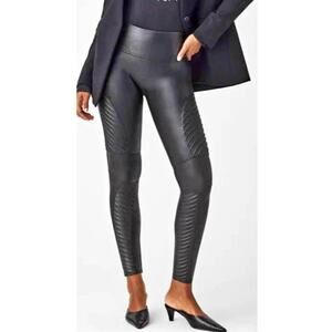 Spanx shapewear black faux leather moto leggings - XS